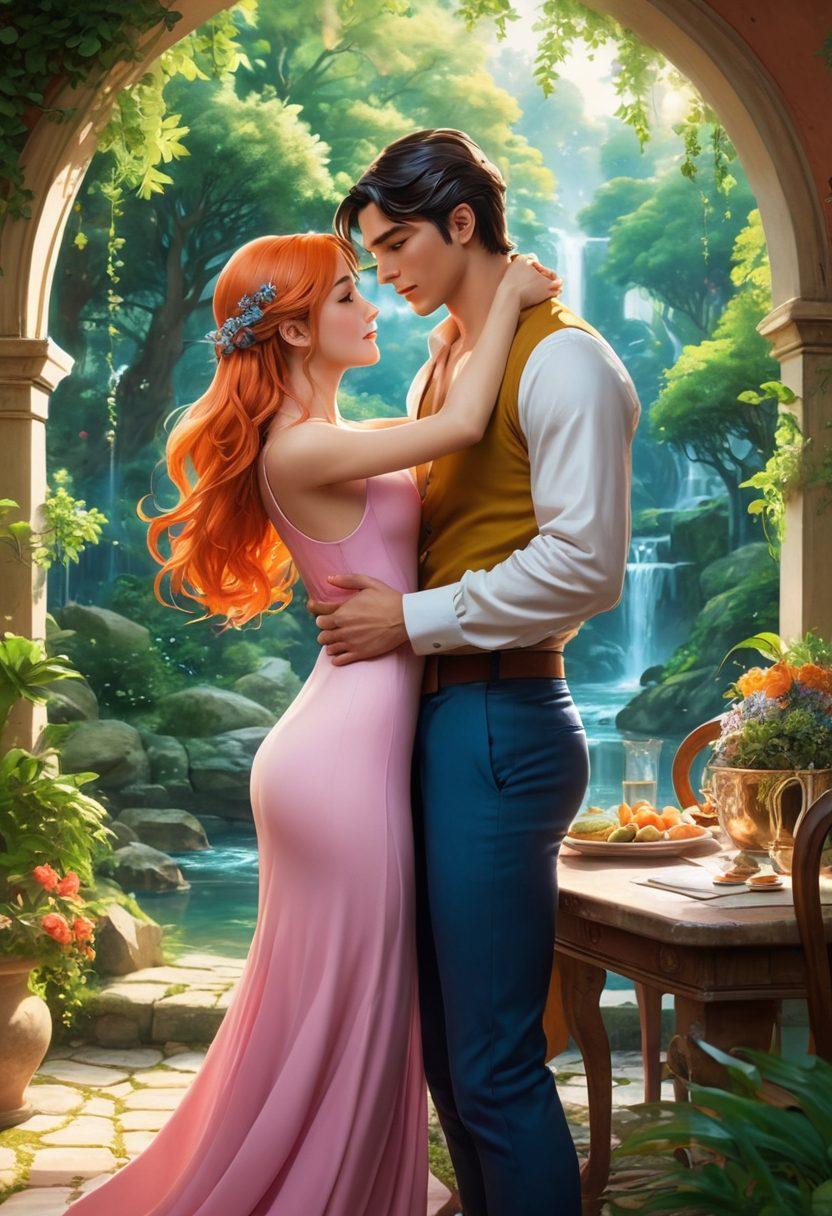 A captivating scene showcasing a fantasy world filled with enchanting characters and vivid colors, embodying elements of love and intimacy. Include playful, alluring figures that hint at both romance and adventure, set against a backdrop of whimsical landscapes. Emphasize diversity with characters of various shapes and sizes, all exuding charm and seduction. The overall atmosphere should be both vibrant and a touch erotic, enticing viewers to dive deeper into the realm of adult anime. vibrant colors. whimsical style. digital art.